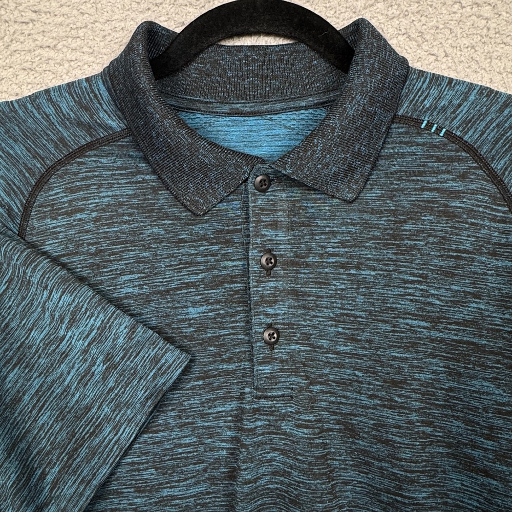 Lululemon Polo Shirt Mens M Baltic Blue Metal Vent Tech Golf Athleisure Office
